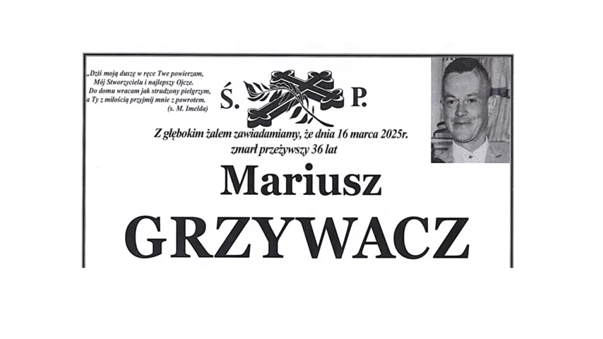 Nekrolog Ś.P. Mariusz Grzywacz - Zdjęcie główne