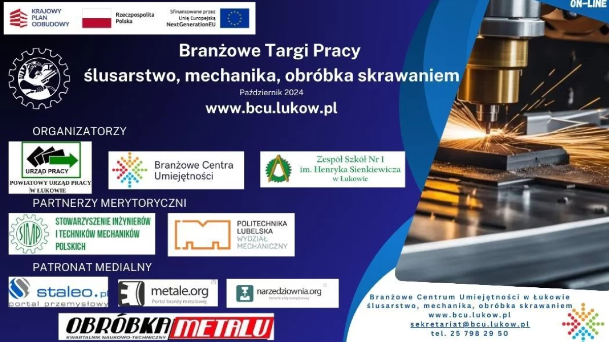 WIRTUALNE TARGI PRACY z BCU i Alejami. Ślusarstwo, mechanika, obróbka skrawaniem. Ponad 80 miejsc pracy. - Zdjęcie główne