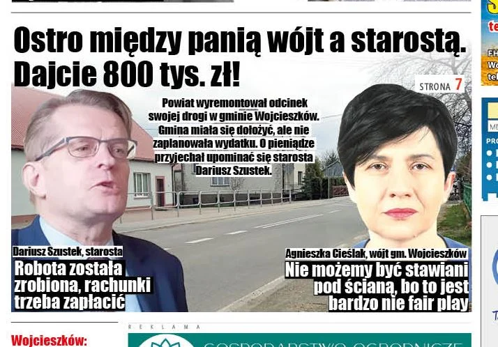 GMINA WOJCIESZKÓW Ostro między panią wójt a starostą. Oddajcie powiatowi ponad 800 tys. zł! - Zdjęcie główne