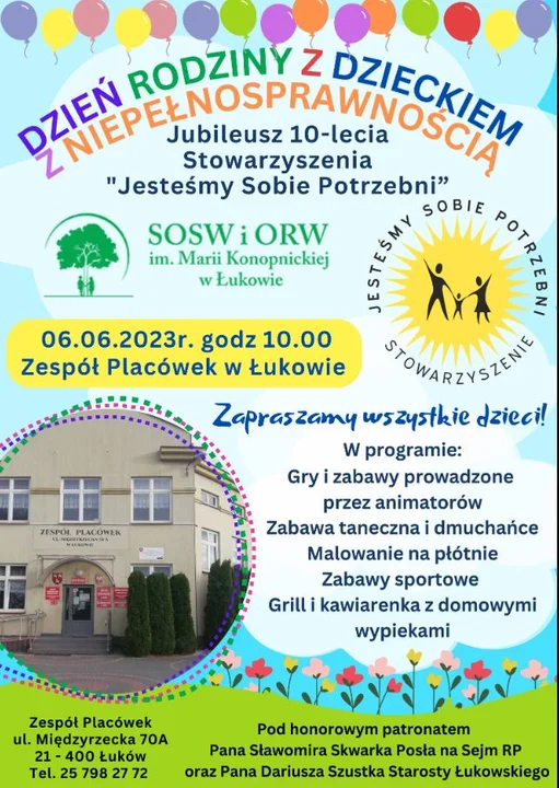 Festyn „Jesteśmy Sobie Potrzebni” w Zespole Placówek w Łukowie. Już 6 czerwca - Zdjęcie główne