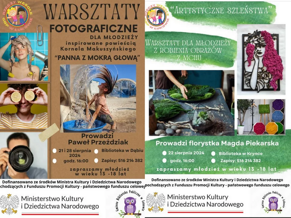 Zaproszenie na bezpłatne warsztaty florystyczne i fotograficzne dla młodzieży z Gminną Biblioteką Publiczną w Łukowie - Zdjęcie główne