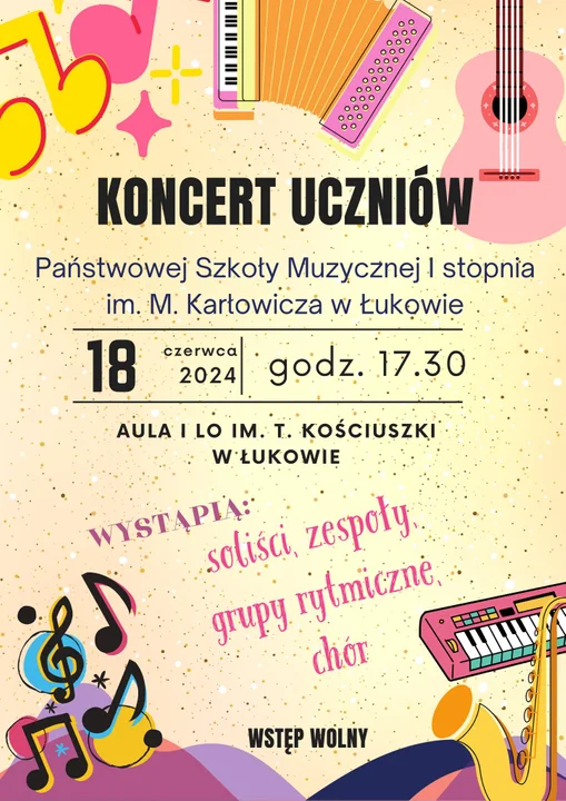 Koncert uczniów Szkoły Muzycznej już 18 czerwca w auli w „Kościuszce” - Zdjęcie główne