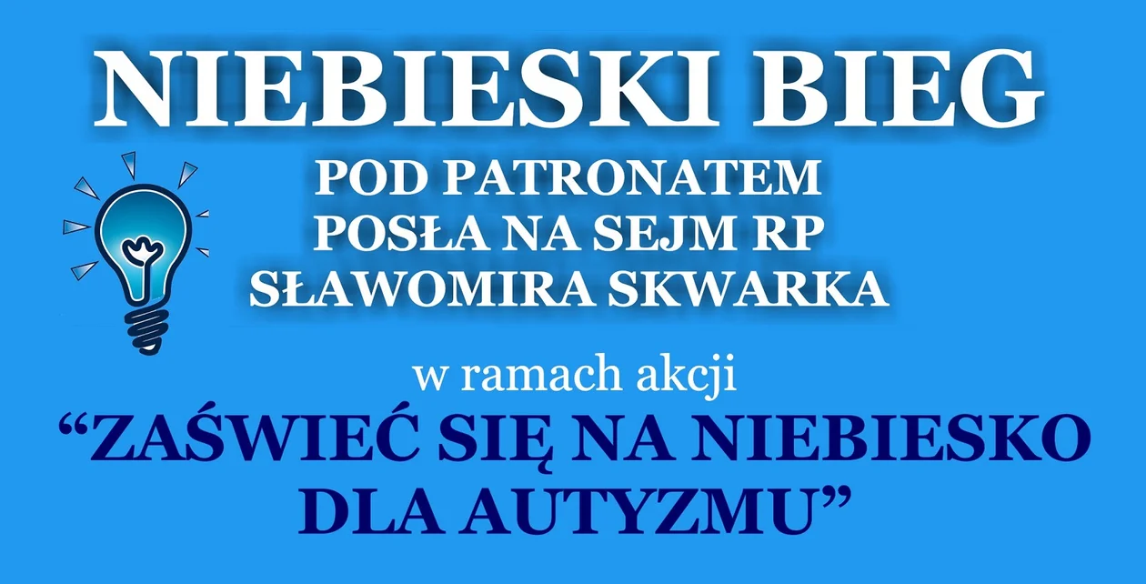 Zaproszenie na "Niebieski Bieg" 26 kwietnia : Zaświeć się na niebiesko dla autyzmu” - Zdjęcie główne