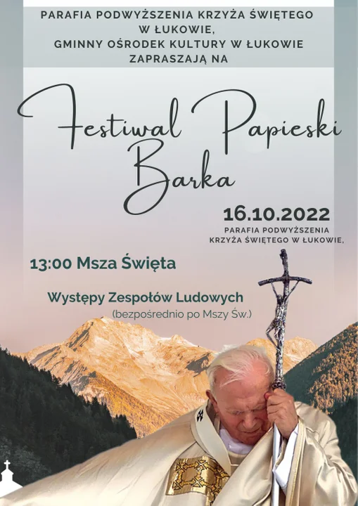 Festiwal Papieski „Barka”.16 października w kościele Podwyższenia Krzyża Św. w Łukowie - Zdjęcie główne