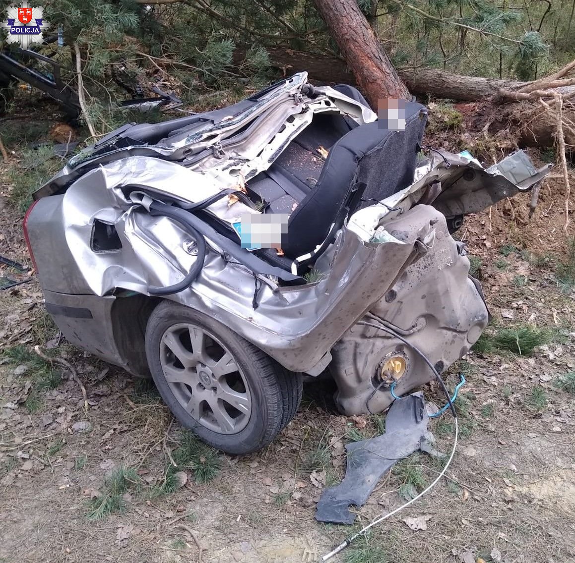 PO UDERZENIU W DRZEWO SKODA ROZPADŁA SIĘ NA DWIE CZĘŚCI - Zdjęcie główne