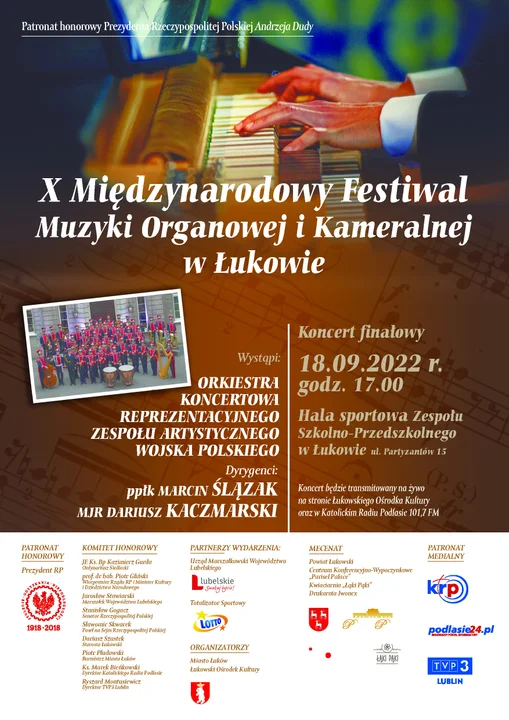 Finałowy koncert  Festiwalu Muzyki Organowej i Kameralnej w Łukowie. W niedzielę 18 września - Zdjęcie główne