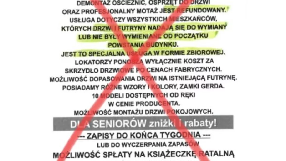 ŁSM ostrzega przed nieuczciwymi handlarzami drzwiami! Spółdzielnia nie dopłaca do wymiany drzwi i futryn! - Zdjęcie główne