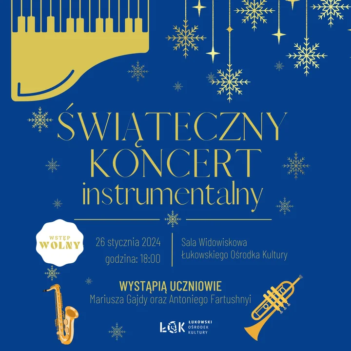 Świąteczny Koncert Instrumentalny uczniów ŁOK już w najbliższy piątek - Zdjęcie główne