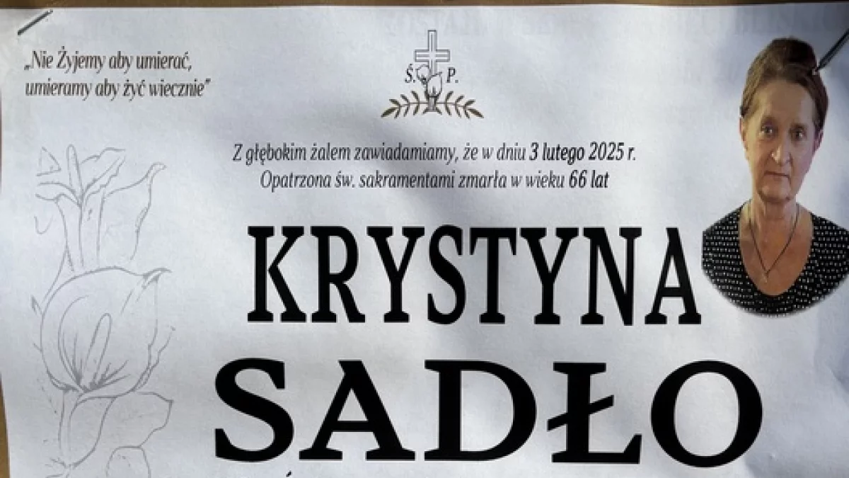 Nekrolog Ś.P. Krystyny Sadło - Zdjęcie główne