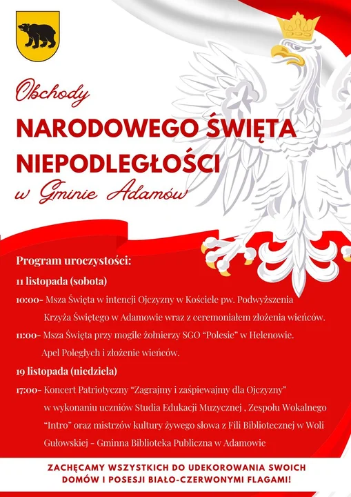 Święto Niepodległości w gminie Adamów: wspólna modlitwa,„potupajka”  w stylu szlacheckim, karaoke i koncert - Zdjęcie główne