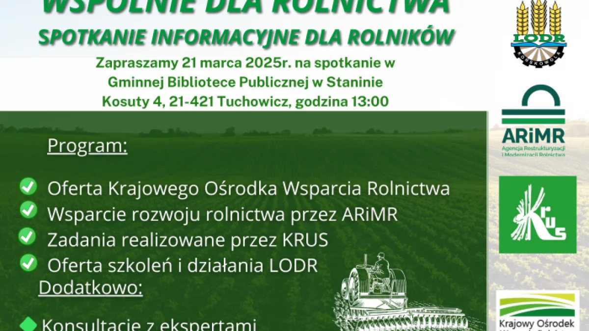 Zaproszenie na spotkanie informacyjne dla rolników „Wspólnie dla rolnictwa” - Zdjęcie główne