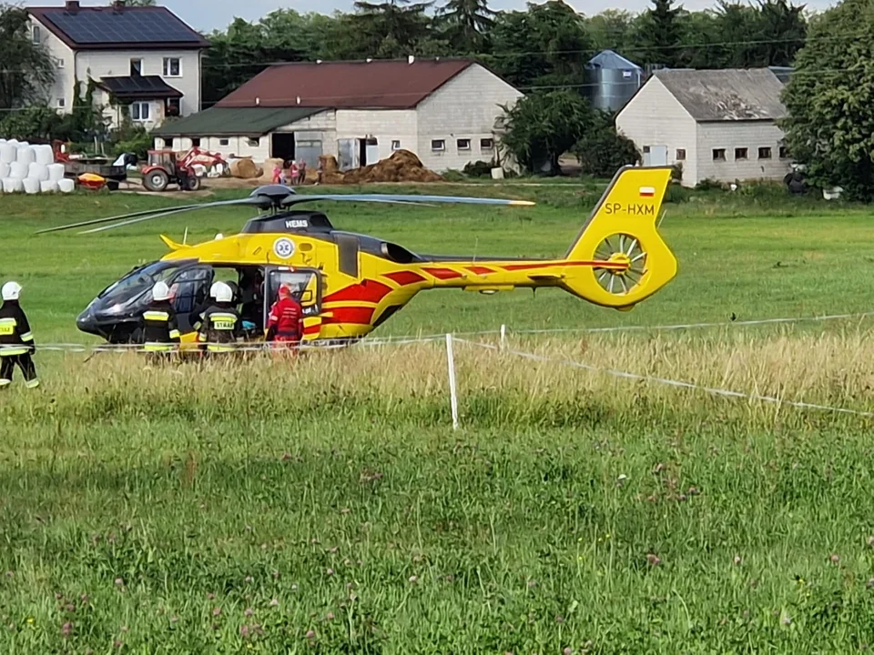 Wypadek przy pracy z piłą łańcuchową- rannego zabrał helikopter - Zdjęcie główne