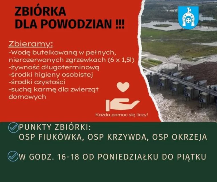 Gmina Krzywda włącza się do pomocy na rzecz powodzian. - Zdjęcie główne