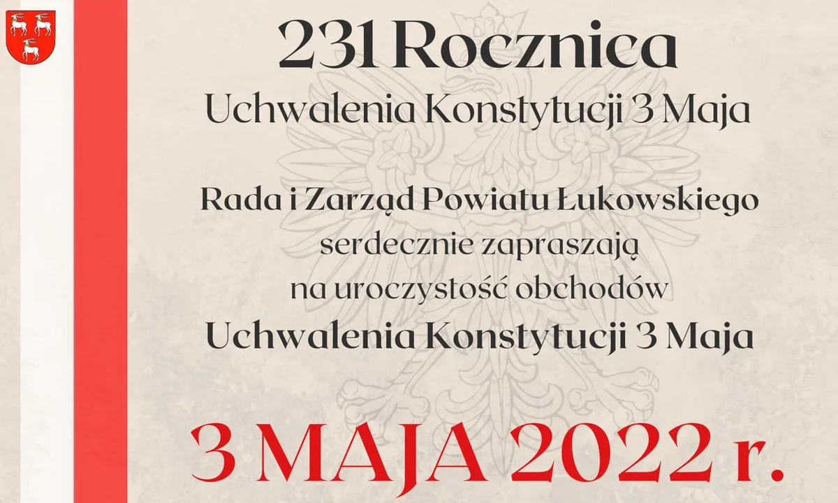 Zaproszenie na świętowanie 3 Maja. Koncert i biegi uliczne - Zdjęcie główne