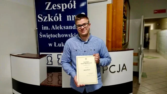 Mikołaj Matacz, uczeń ZS nr 2 w Łukowie stypendystą Prezesa Rady Ministrów - Zdjęcie główne