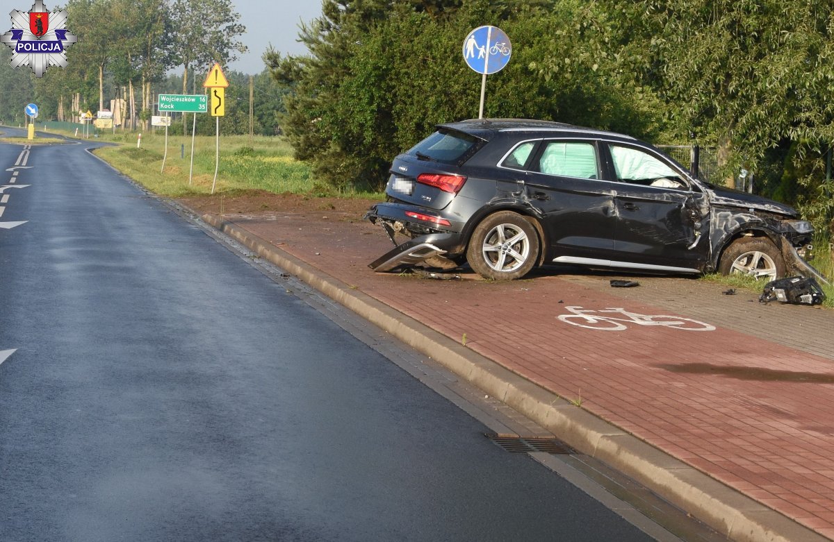 24-latek tłumaczył mundurowym, że jadąc drogą w kierunku centrum miasta zauważył przebiegające przed jego autem dwa dziki