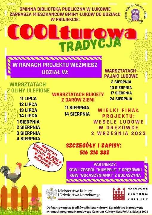 Zaproszenie na warsztaty w ramach projektu "COOLturowa TRADYCJA" w Gminnej Bibliotece Publicznej w Łukowie - Zdjęcie główne