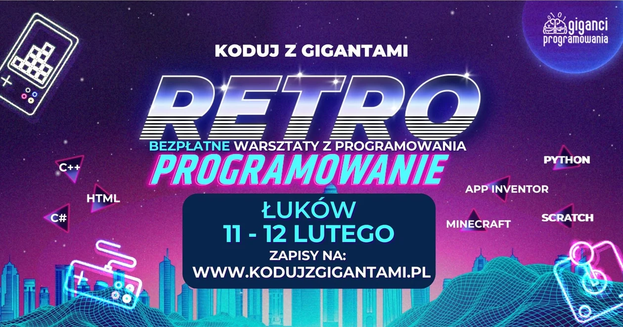 Programowanie w świecie retro gier dla dzieci i młodzieży! Startują Bezpłatne warsztaty “Koduj z Gigantami - Retroprogramowanie”. - Zdjęcie główne