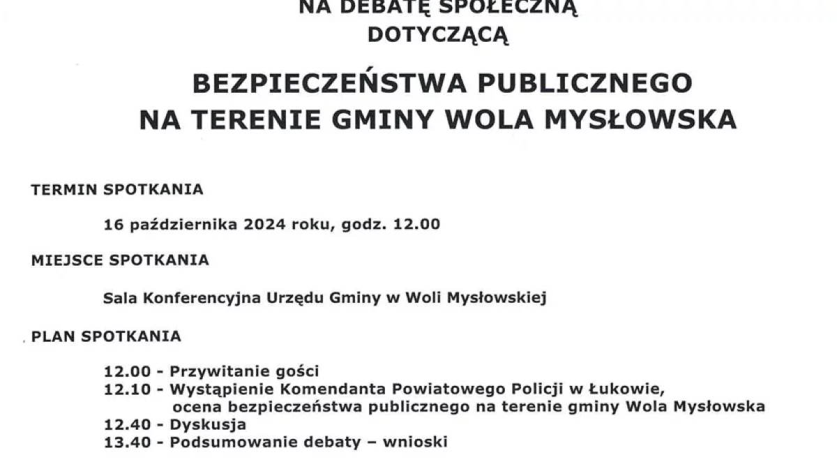 Dziś w południe debata społeczna z policją w Woli Mysłowskiej. Wszyscy chętni mogą przyjść i zgłosić problemy - Zdjęcie główne