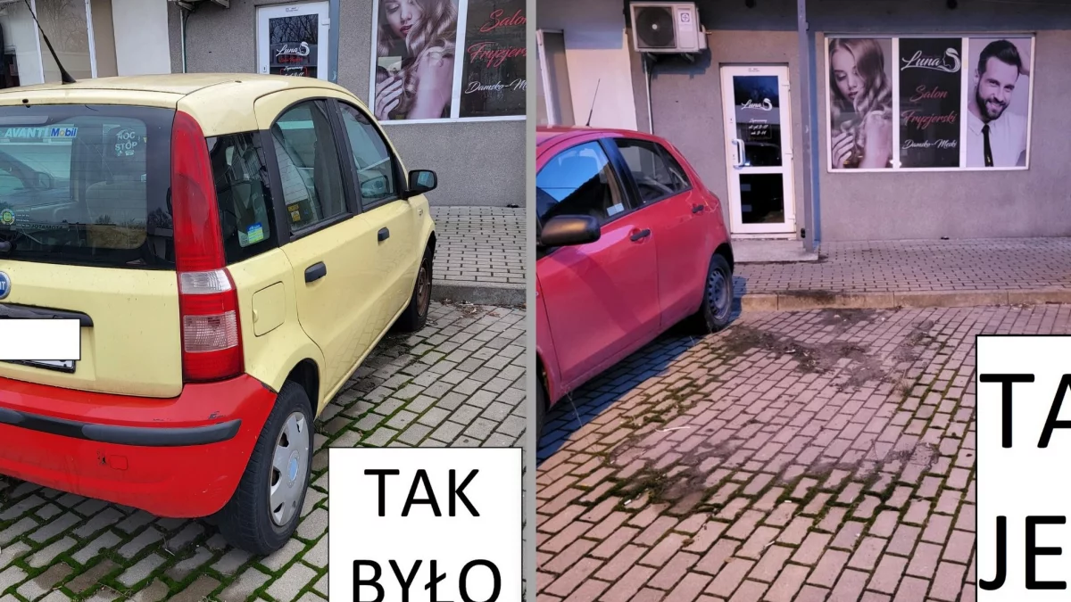 Radny Czubaszek odzyskał kolejne miejsce na parkingu. Zniknął wrak z ulicy Dmocha. - Zdjęcie główne