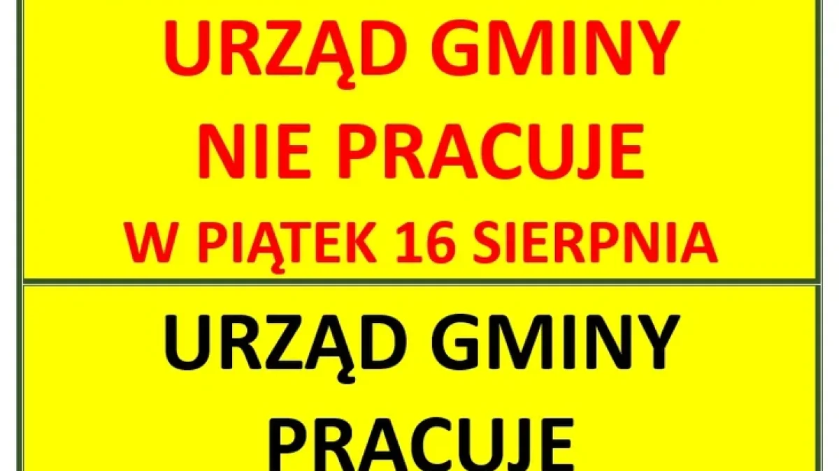 Zmiany w czasie pracy UG Trzebieszów . W długi weekend nieczynny - Zdjęcie główne