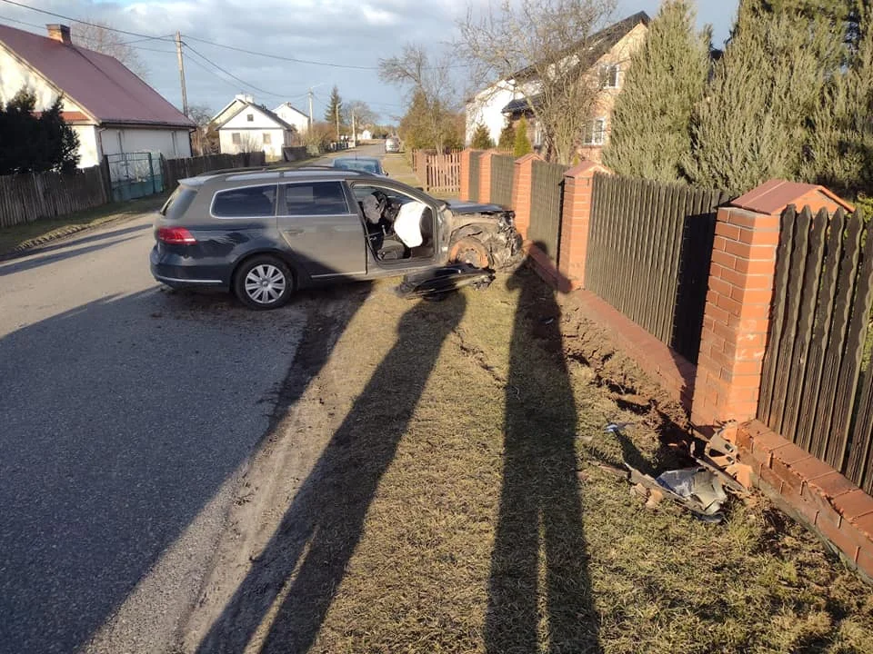 Anonin: Konar spadł na samochód. Auto wjechało w ogrodzenie - Zdjęcie główne