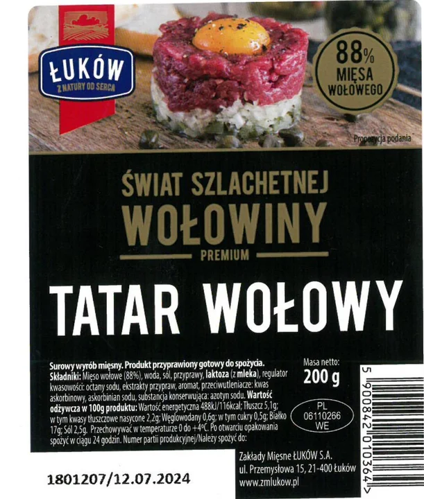 Salmonella i pałeczki coli w tatarze z Zakładów Mięsnych Łuków - Zdjęcie główne