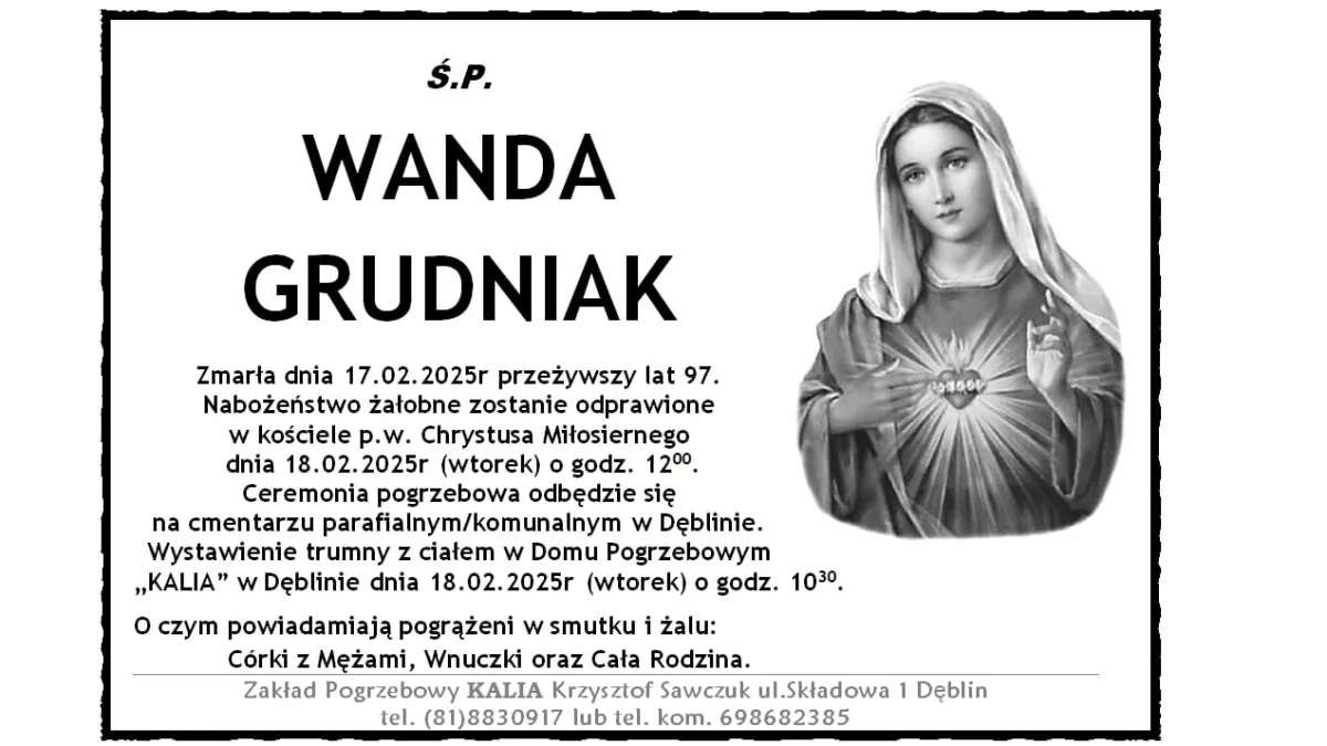 Wanda Grudniak odeszła do Pana - Zdjęcie główne