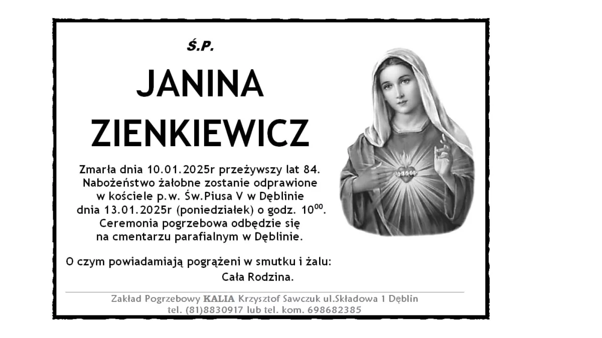 Janina Zienkiewicz odeszła do Pana - Zdjęcie główne