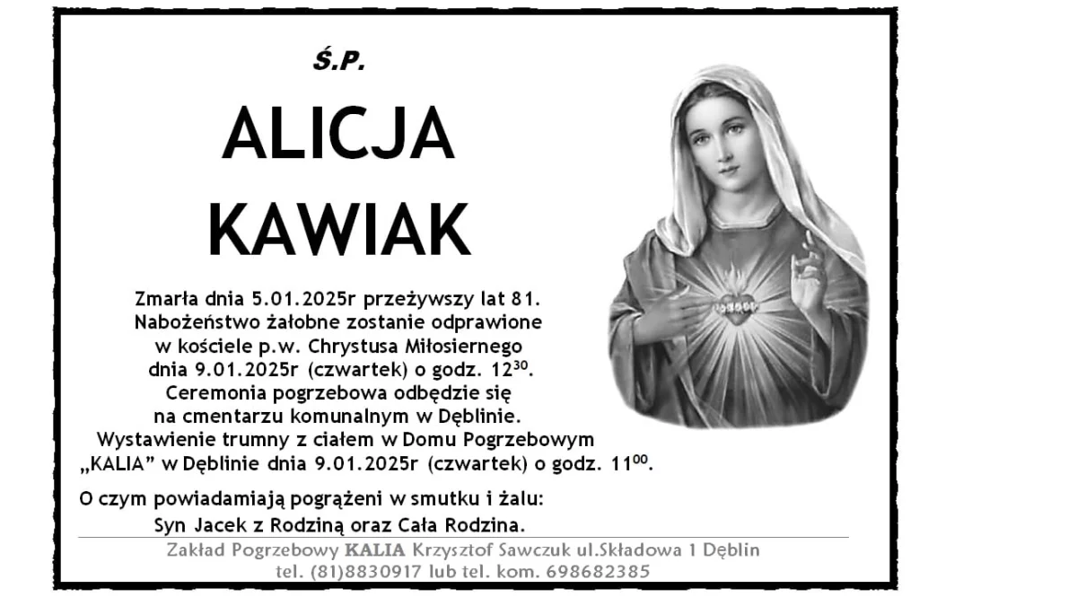 Alicja Kawiak odeszła do Pana - Zdjęcie główne