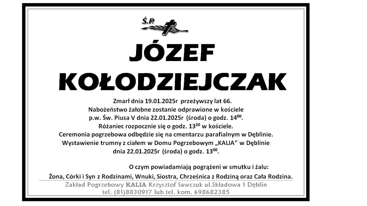 Józef Kołodziejczak odszedł do Pana - Zdjęcie główne