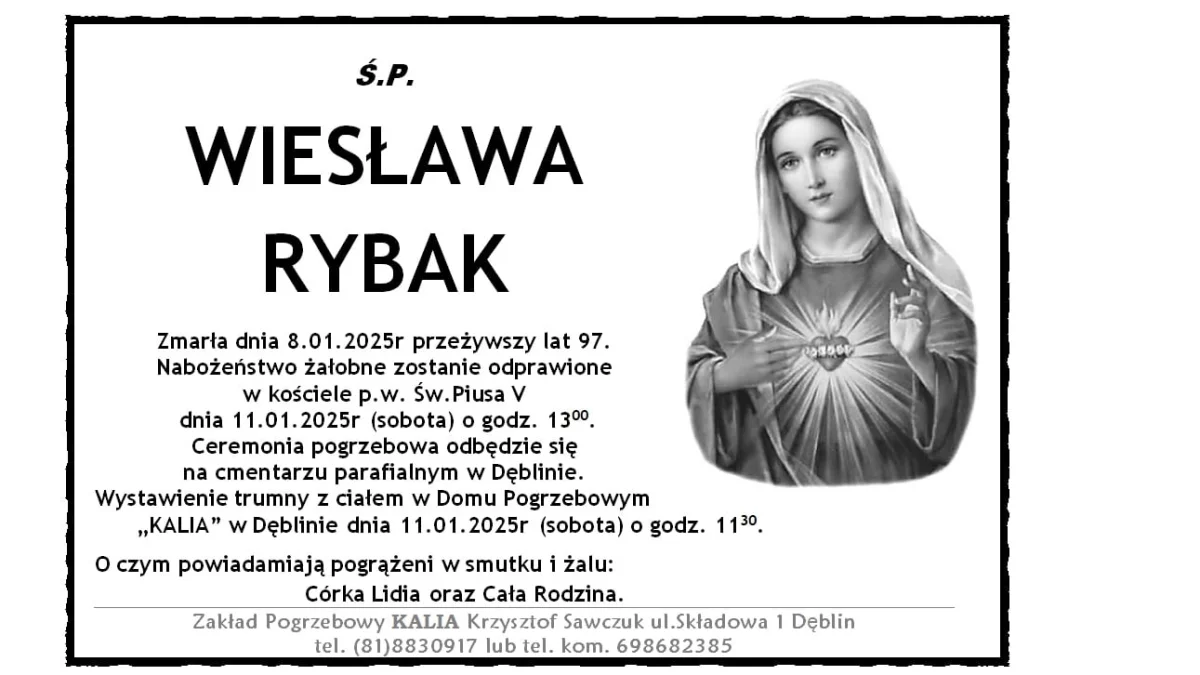 Wiesława Rybak odeszła do Pana - Zdjęcie główne