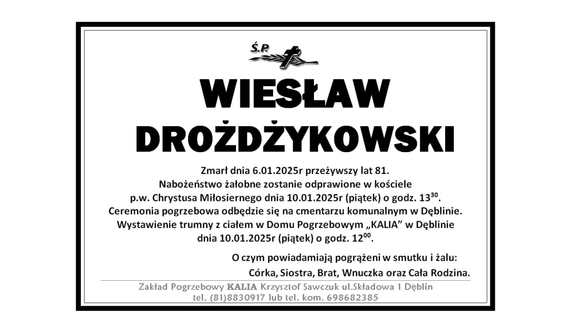 Wiesław Drożdżykowski odszedł do Pana - Zdjęcie główne