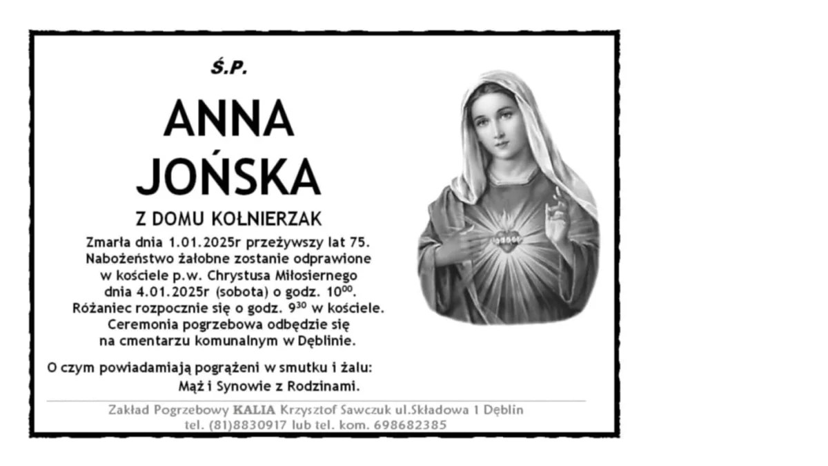 Anna Jońska odeszła do Pana - Zdjęcie główne