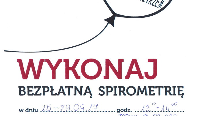 Wykonaj bezpłatne badania spirometryczne - Zdjęcie główne