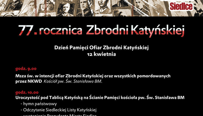 Obchody 7. rocznicy katastrofy pod Smoleńskiem i Dnia Pamięci Ofiar Zbrodni Katyńskiej w Siedlcach - Zdjęcie główne