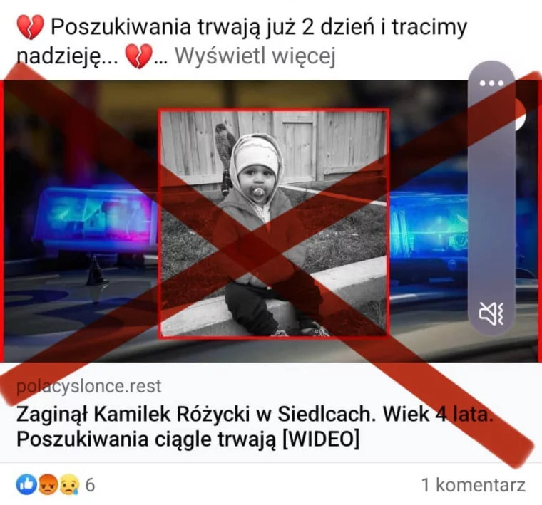 Fake news o poszukiwaniach czterolatka z Siedlec - Zdjęcie główne