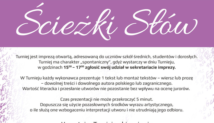 XVIII Spontaniczny Turniej Sztuki Recytatorskiej Ścieżki Słów - Zdjęcie główne