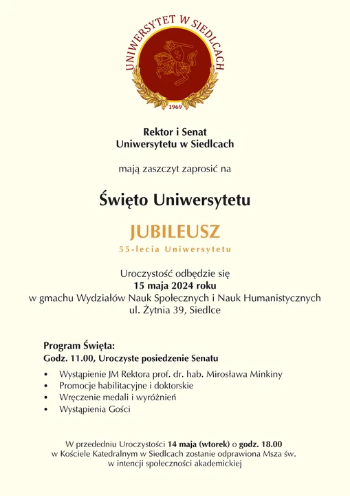 Jubileusz 55-lecia Uniwersytetu w Siedlcach - Zdjęcie główne