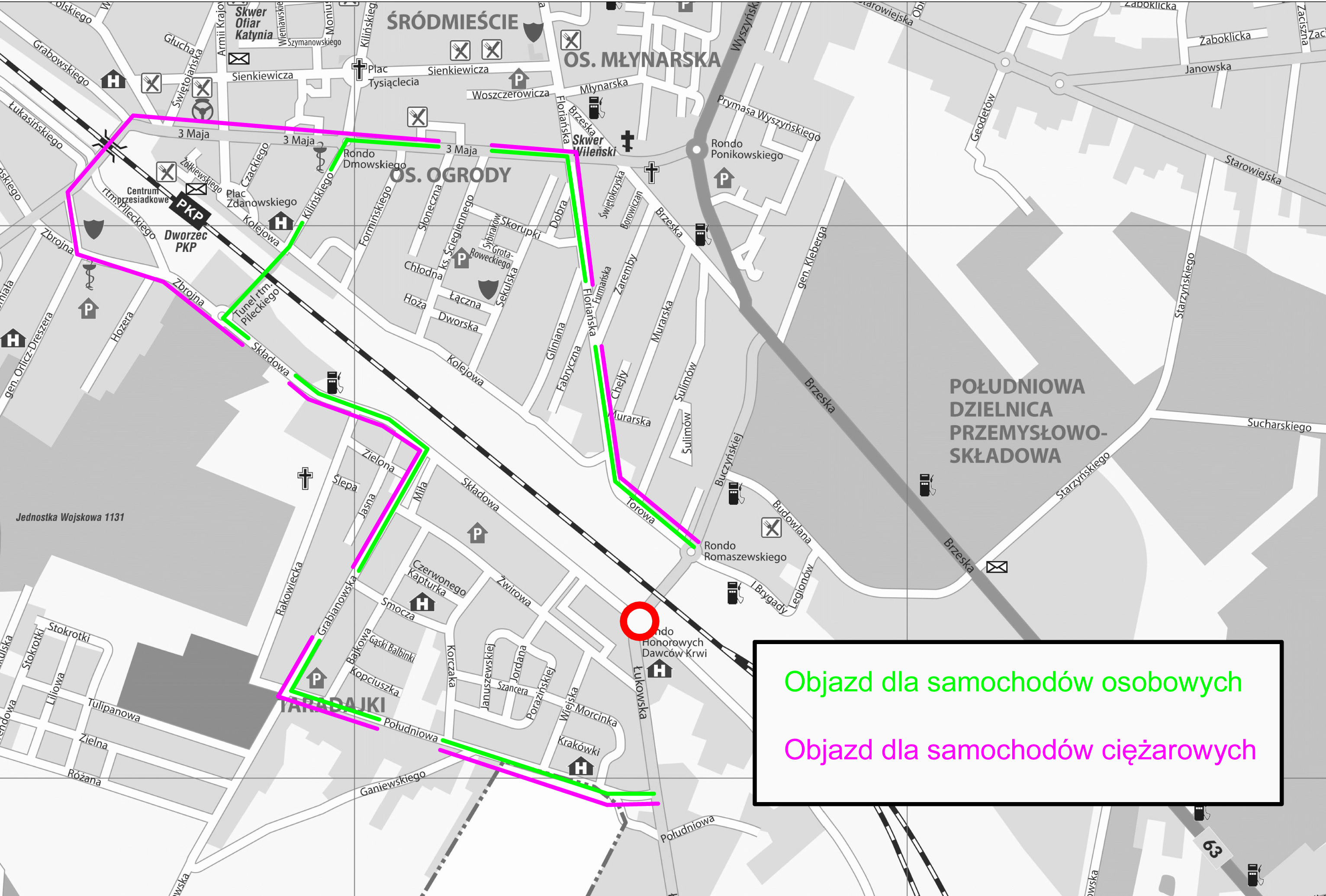 Zmiany w organizacji ruchu - zamknięcie ronda Honorowych Dawców Krwi w Siedlcach - Zdjęcie główne