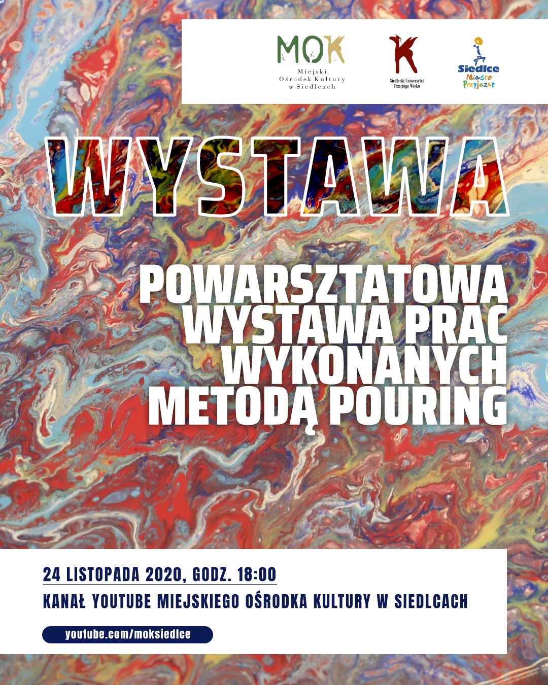 Powarsztatowa wystawa prac wykonanych metodą pouring - Zdjęcie główne