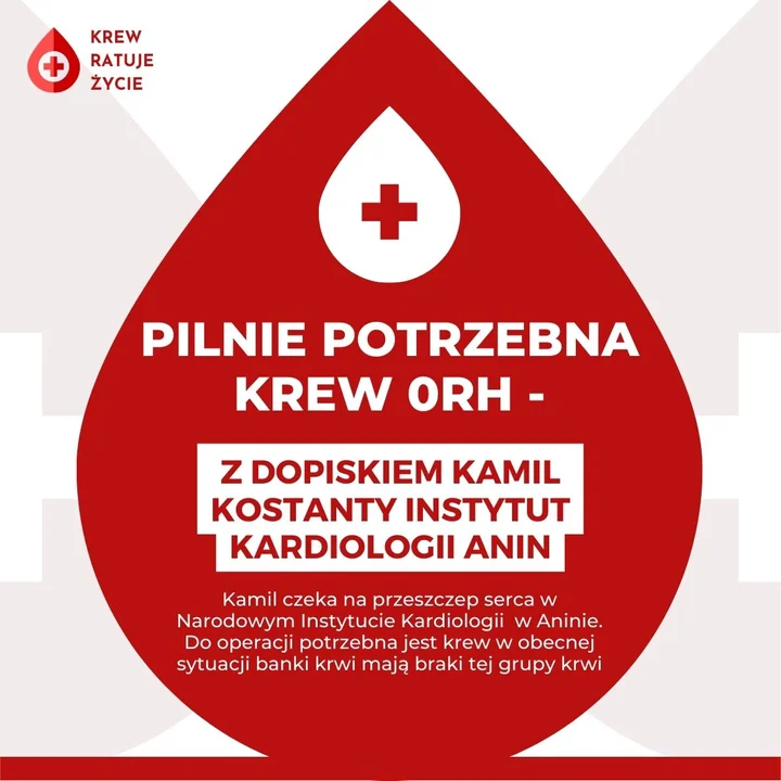 PILNE! Potrzebna jest krew dla Kamila Kostantego - Zdjęcie główne