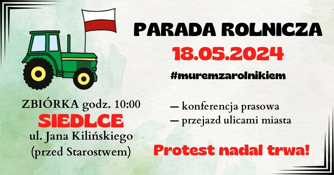 Parada rolnicza ulicami Siedlec - Zdjęcie główne