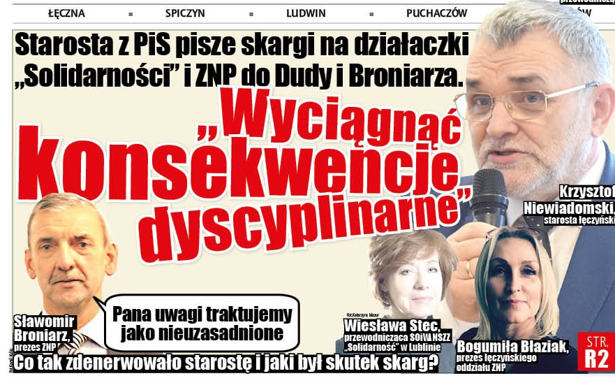  Starosta z PiS pisze skargi na działaczki z "Solidarności" i ZNP do Dudy i Broniarza. "Wyciągnąć konsekwencje dyscyplinarne" - Zdjęcie główne