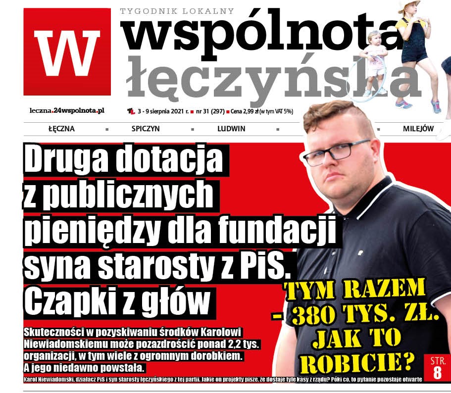 Czapki z głów! Już ponad pół miliona zł publicznych pieniędzy dla fundacji syna starosty łęczyńskiego z PiS - Zdjęcie główne