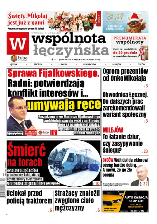 Najnowszy numer Wspólnoty Łęczyńskiej z kalendarzem na 2024 r. od wtorku 5 grudnia w punktach sprzedaży - Zdjęcie główne