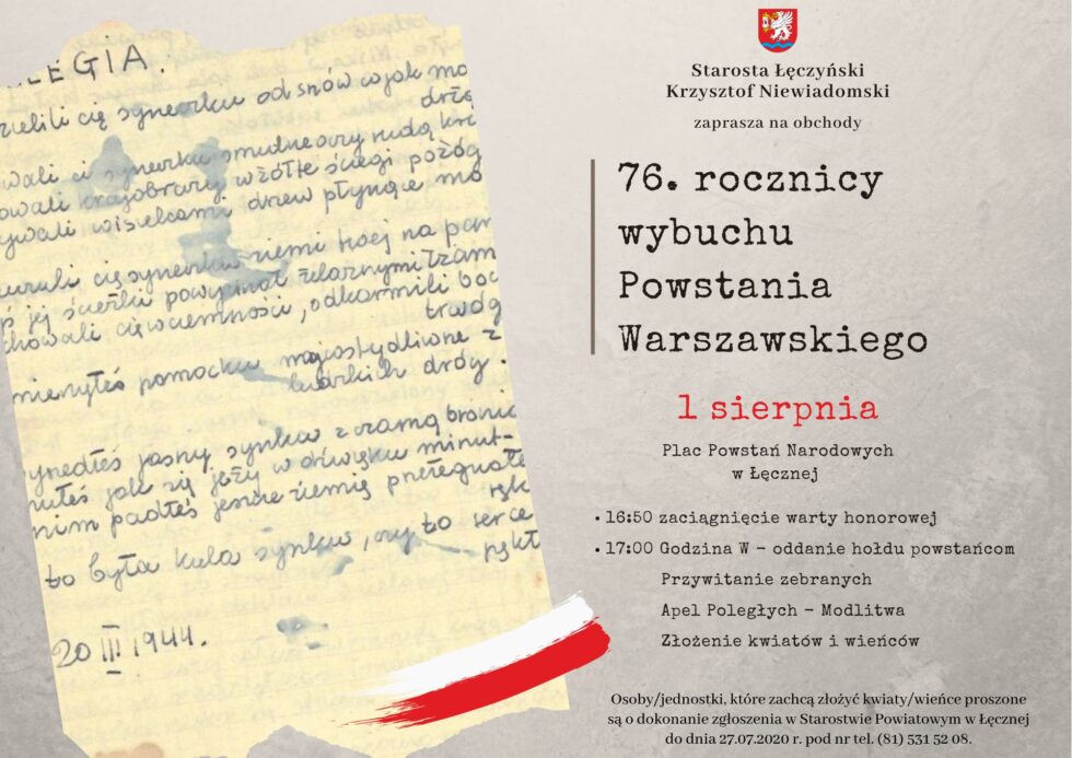 Rocznica wybuchu powstania warszawskiego w Łęcznej  - Zdjęcie główne