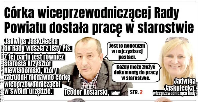 Córka wiceprzewodniczącej Rady Powiatu dostała pracę w starostwie - Zdjęcie główne