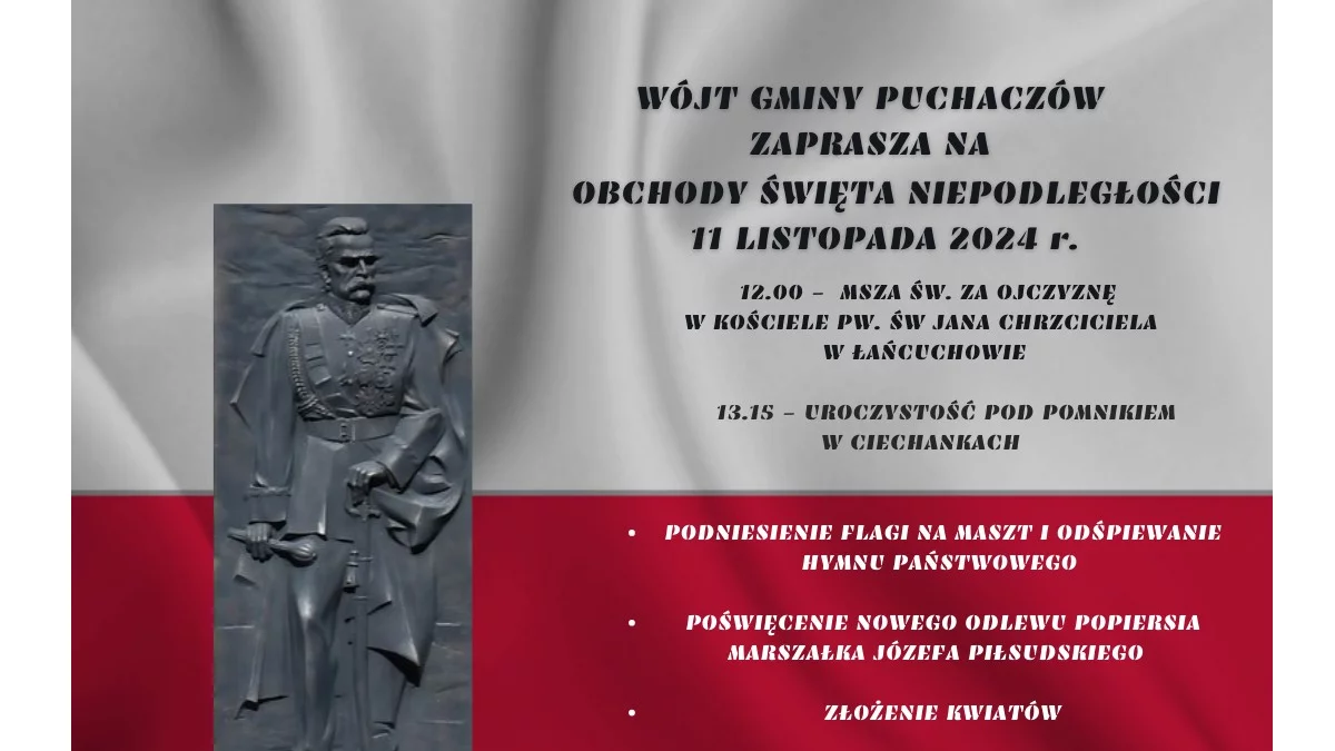 Wójt Puchaczowa zaprasza na obchody Święta Niepodległości - Zdjęcie główne