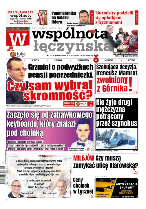 Najnowsze wydanie Wspólnoty Łęczyńskiej 19 grudnia 2023 r - Zdjęcie główne